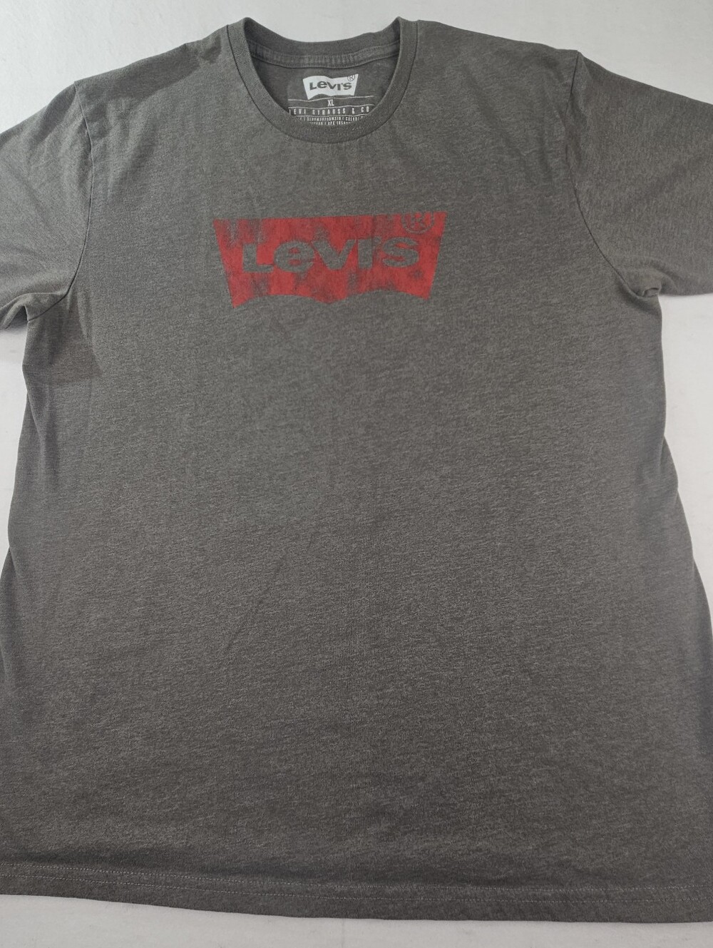 Levi's Housemark Men's Gray/Red Logo Graphic Short Sleeve Crew Tee Size XL